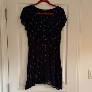 Cotton On Navy Blue Floral Button-Down Dress Small